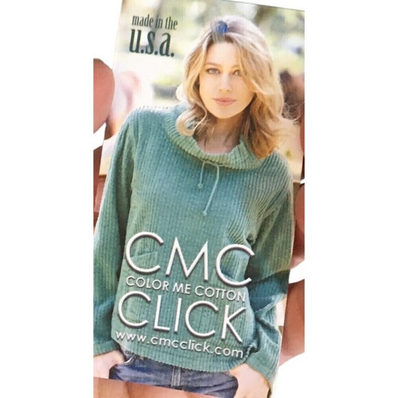 Color Me Cotton Top Women's Size XL Blue 3/4 Sleeve Button Up Cotton - Picture 6 of 6